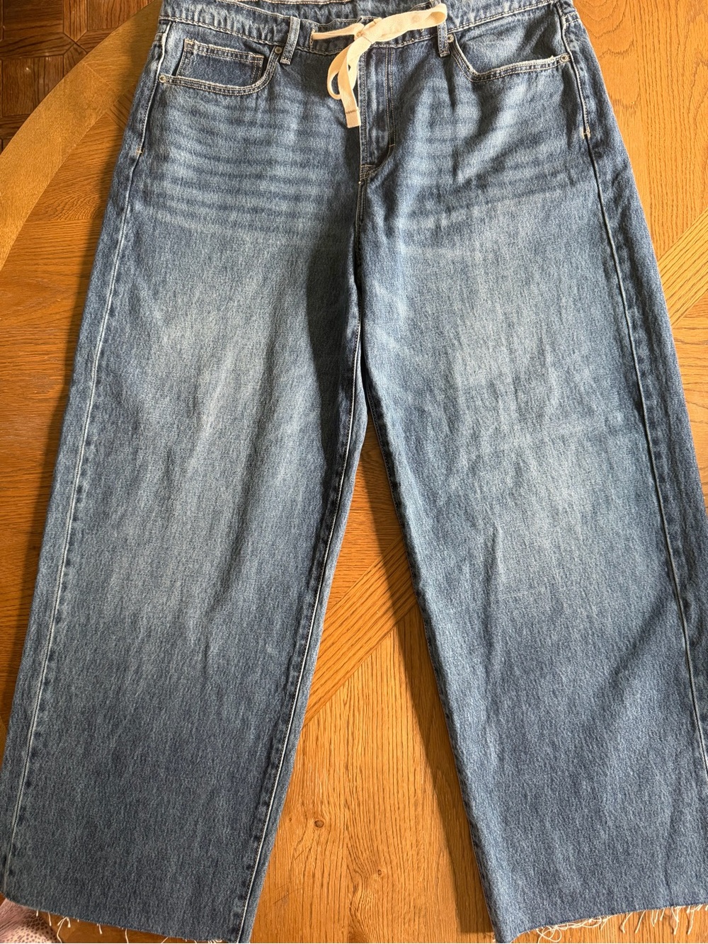 Hidden Los Angeles Wide Leg Cropped Jean with Drawstring Waist